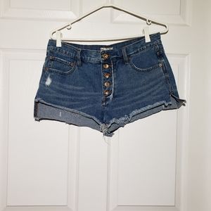 Free People Shorts - FREE PEOPLE distressed, button fly jean shorts Free People Shorts - FREE PEOPLE distressed, button fly jean shorts